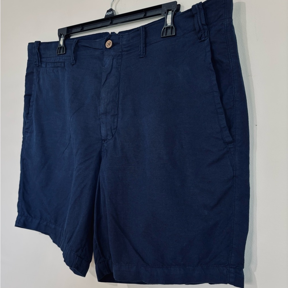 Polo Ralph Lauren Men’s 38 Mid Rise Straight Fit Navy Blue Linen Cotton Shorts - Picture 3 of 16